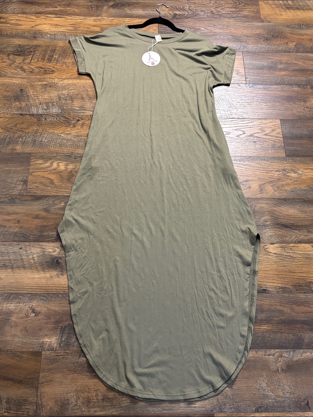 Everyday Olive Green Short-Sleeve Maxi Dress